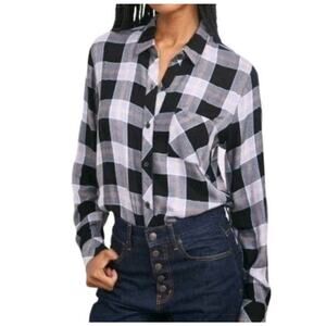 Rails Womens Hunter Shirt Onyx Perwinkle Blush Button Down Plaid Blouse Sz XXL